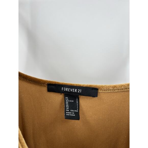 Forever 21 Velvet Jumpsuit Womens Large Gold Velvet Belted Spaghetti Straps - Picture 6 of 15